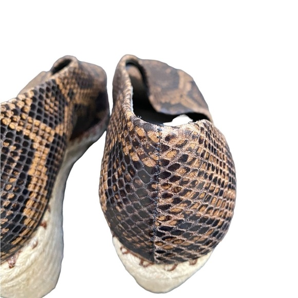 VINCE Coffee Leather Brown Snake Print 3/4" Espadrille Braided Jute I Size: 6.5 - Picture 10 of 16